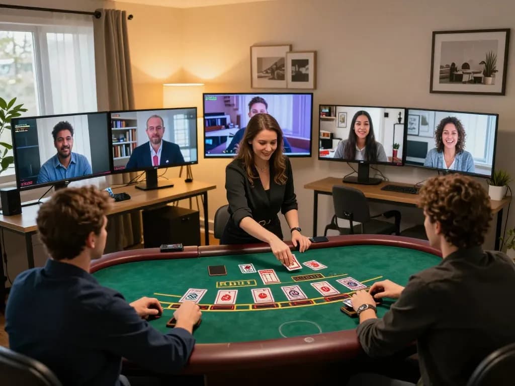 Kong 88 players engaging in live blackjack gameplay at home, showcasing a stylish online casino setup.