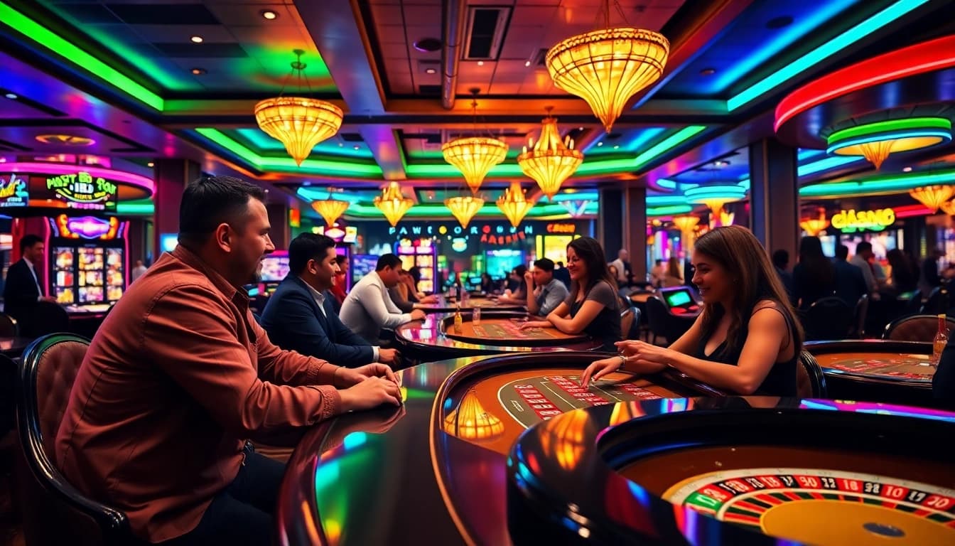 Memperlihatkan acara situs toto dalam suasana kasino yang meriah dan penuh aksi.