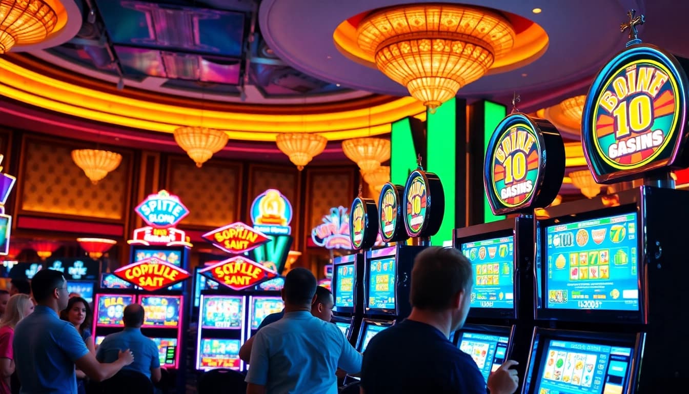 Memainkan slot yang menarik di mesin kasino dalam suasana yang penuh energik.