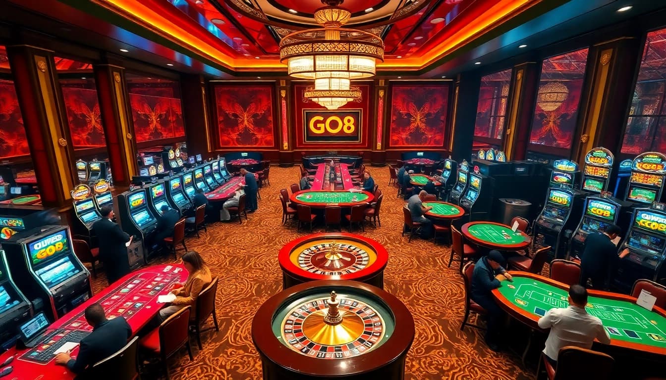 Engage with GO8's lively casino atmosphere featuring dynamic gaming elements and virtual betting opportunities.