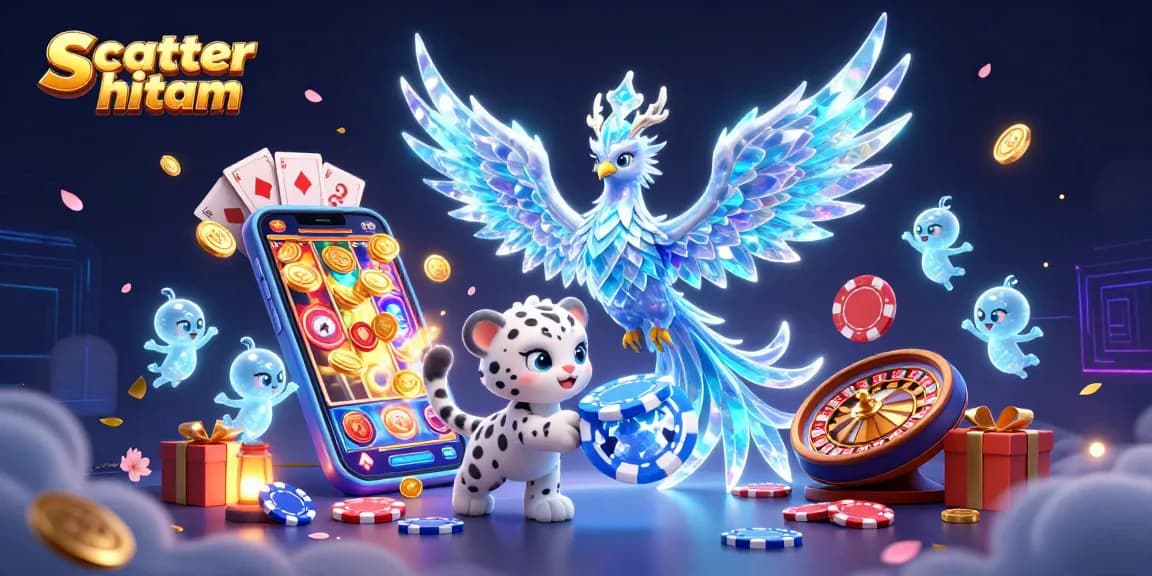 Experience thrilling action with scatter hitam in this immersive casino-themed illustration.