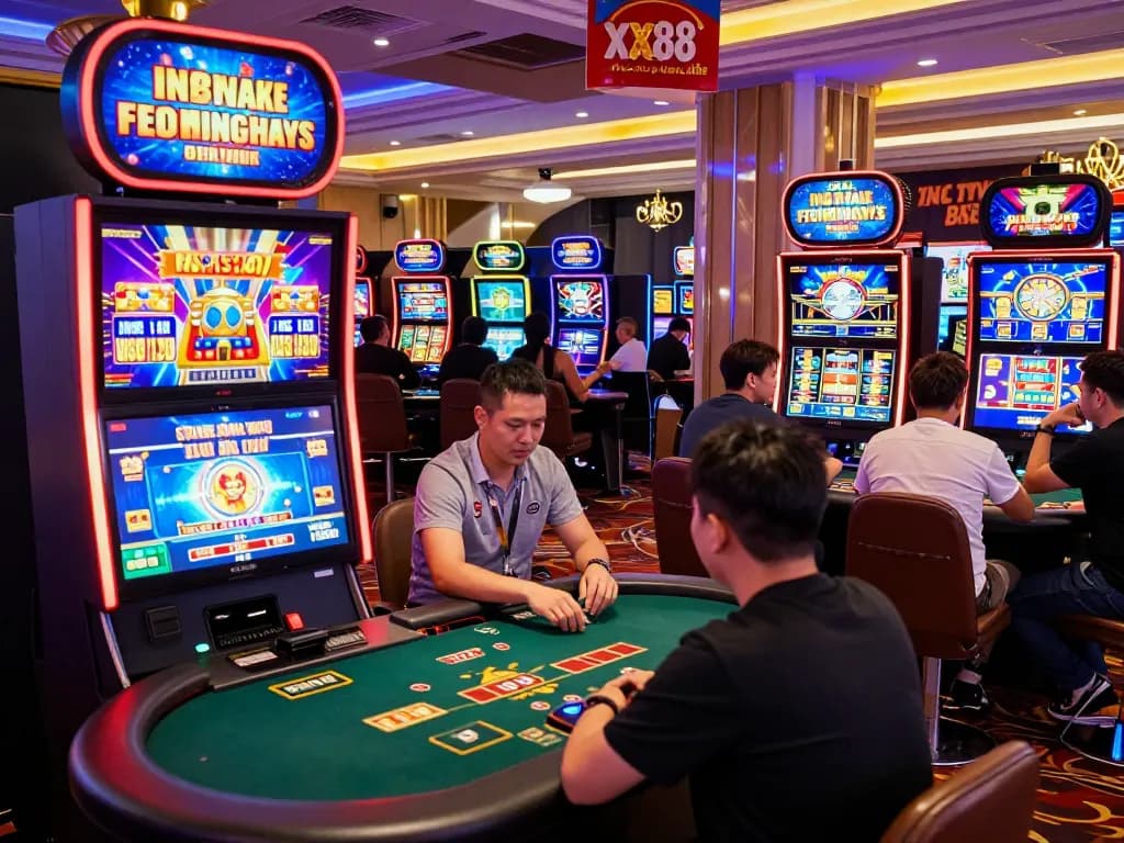 Engaged players thriving in the exciting world of XX88 online gaming, showcasing vibrant graphics and interactive casino gameplay.