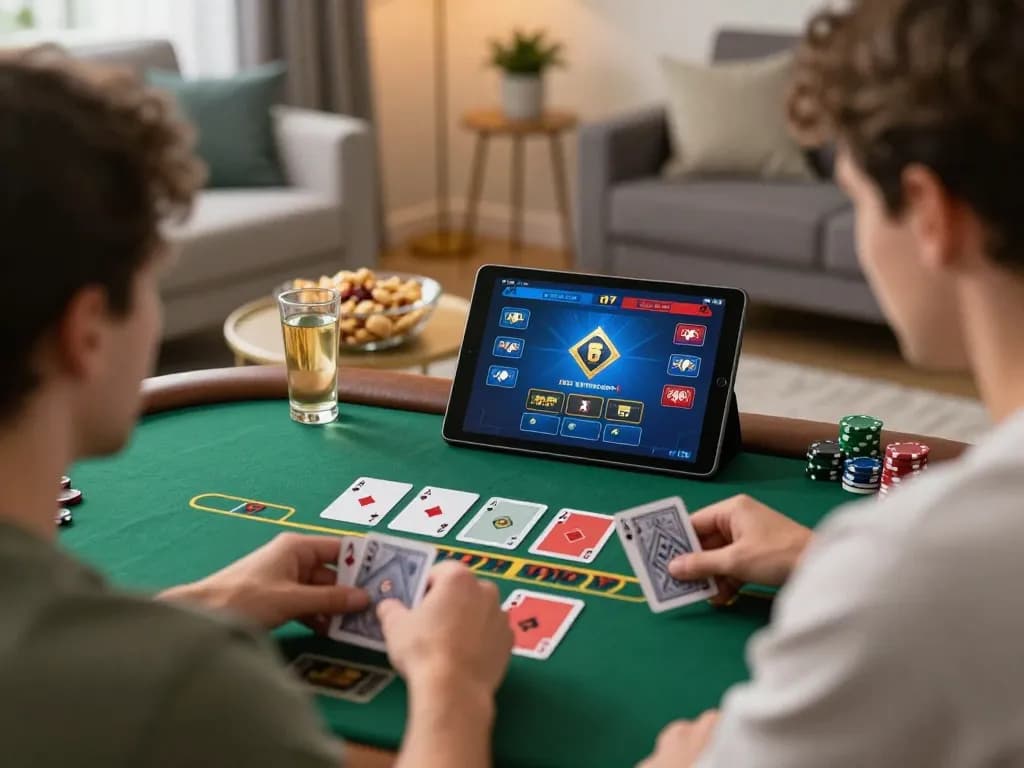 Player enjoying live blackjack on Fun88 tablet in cozy home setting