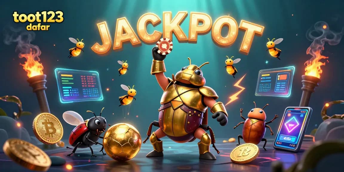 Experience winning strategies on toot123 daftar with a vibrant 3D casino-inspired illustration.