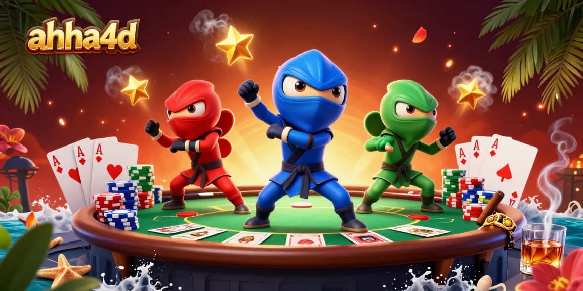 Experience thrilling gameplay with ahha4d, where ninja chameleons dominate on a poker rooftop.