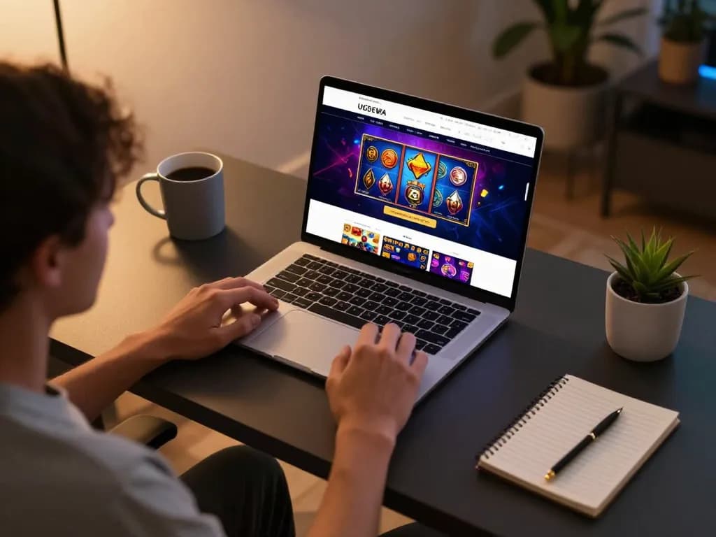 Playing online slots on UGDEWA's smooth interface from a cozy home setup