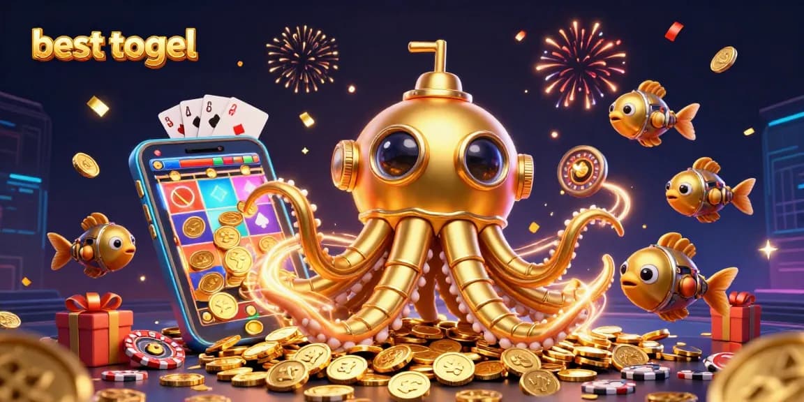 Experience the besttogel gaming thrill with our animated kraken submarine and vibrant casino elements.