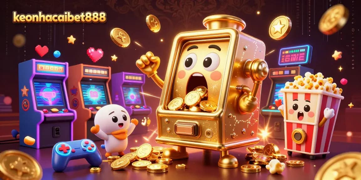 Celebrate winning moments at keonhacaibet888 with a joyous slot machine jackpot scene.