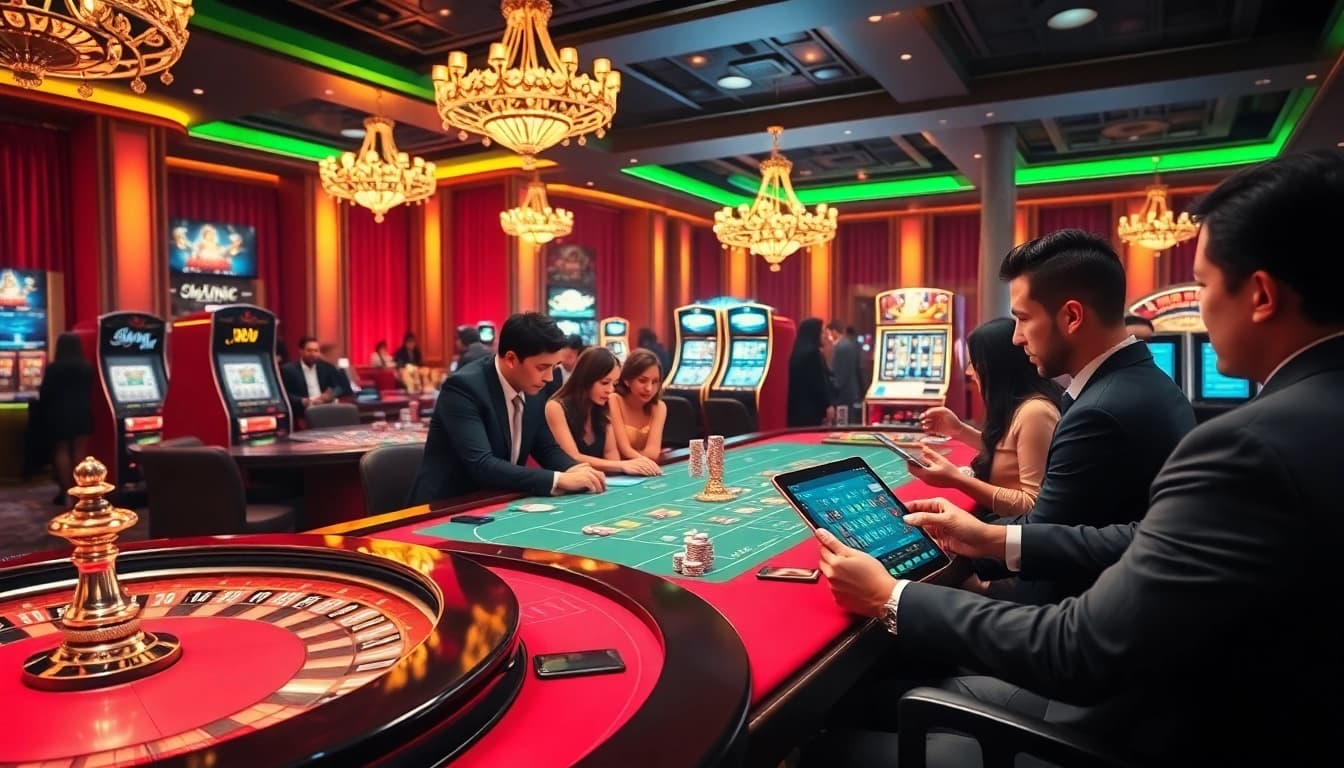 Experience thrilling gaming at https://nhacaiuytinvn.us.com/, featuring vibrant casino visuals with poker chips and roulette.