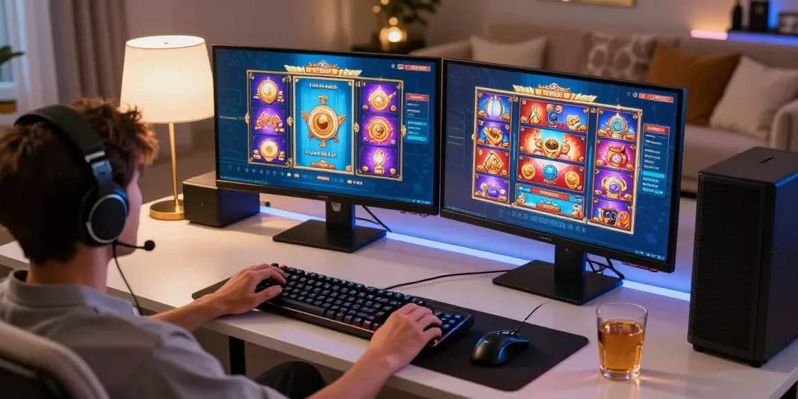 Pengalaman bermain slot online mewah LUXURY777 dengan ruang gaming elegan dan pencahayaan yang nyaman.
