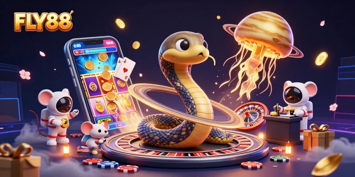 Experience FLY88 excitement with cosmic elements of roulette and games in a vibrant online casino setting.