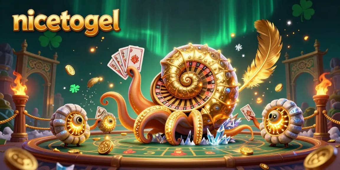 Experience rich gameplay at nicetogel with a vibrant, dynamic casino-themed illustration.