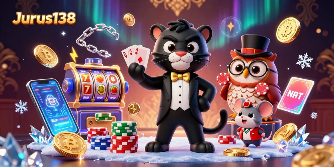 Join the fun at Jurus138 with a 3D cartoon panther and friends gambling in style!