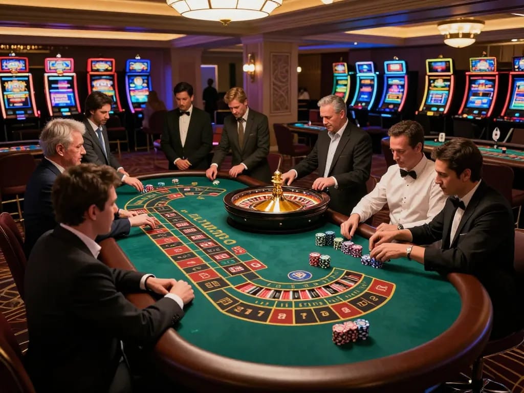 Players placing bets on roulette table in elegant casino atmosphere at five 88.