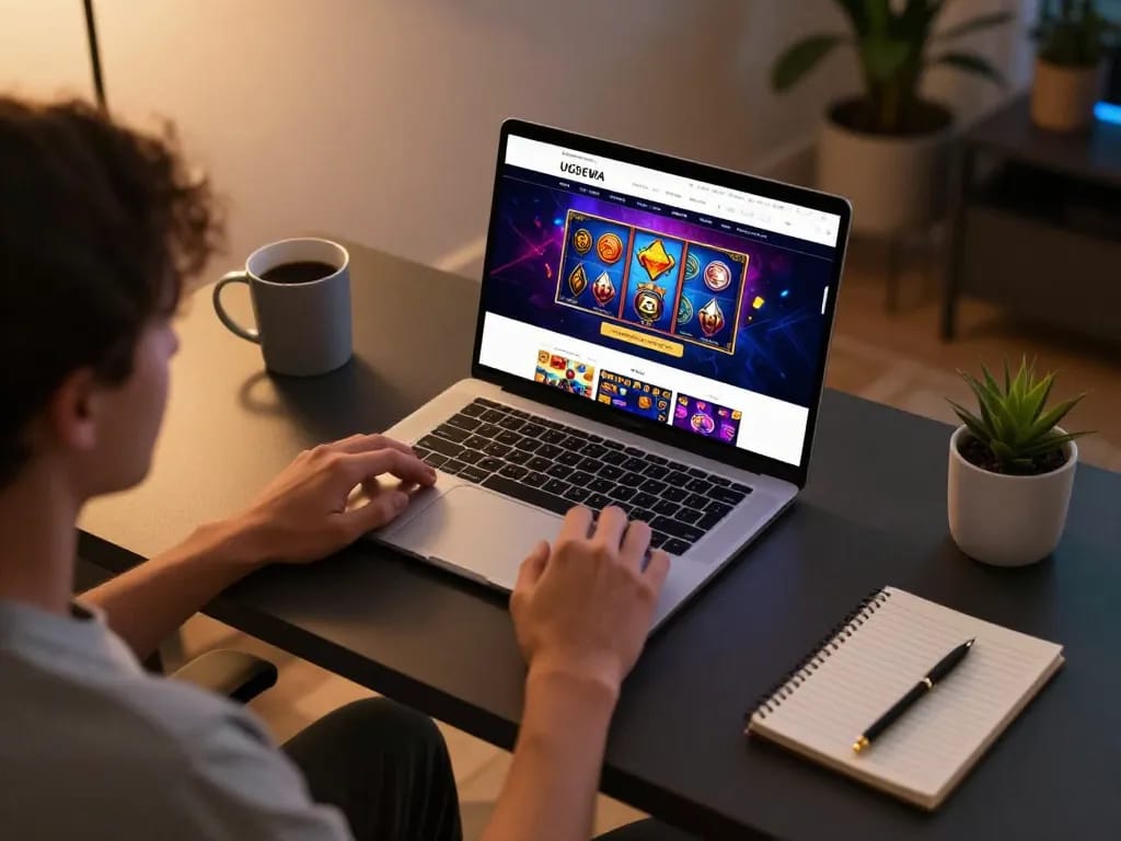Playing online slots on UGDEWA's smooth interface from a cozy home setup