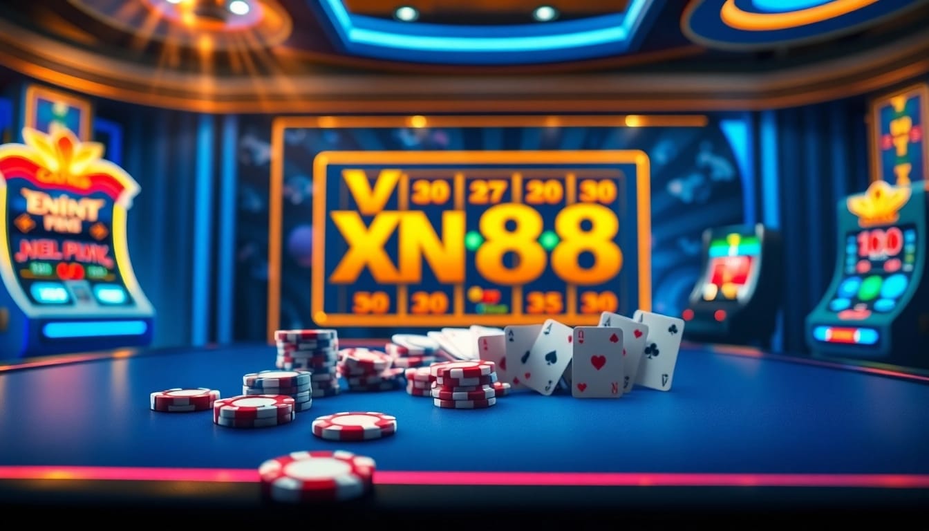 Xổ số xn88 online betting experience with vibrant casino graphics and interactive games.