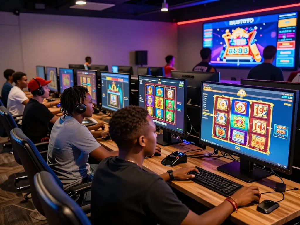 Players enjoying the BIUSTOTO online slot88 gaming experience with vibrant graphics and engaging atmosphere.