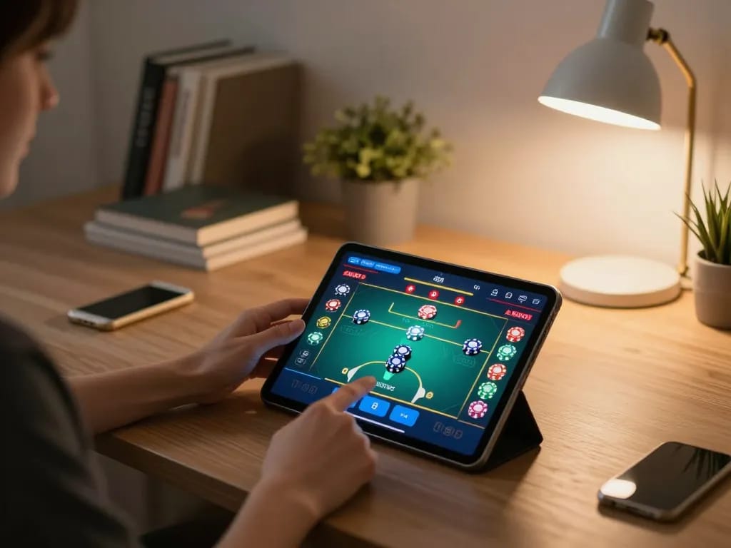 Enjoying online poker gameplay on https://dv88.design/ with vibrant interface and warm home atmosphere