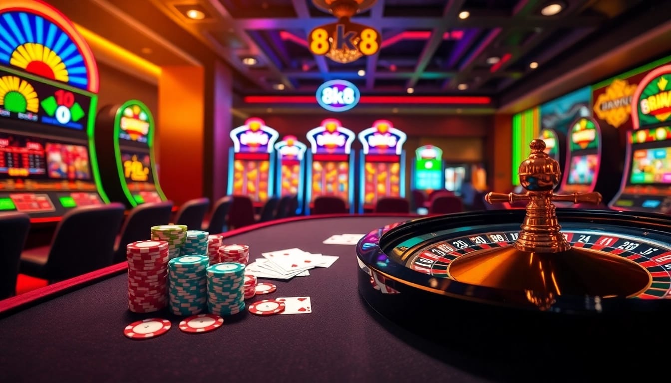 Feel the excitement at 8k8 casino with luxurious gaming tables, vibrant slots, and thrilling poker games.