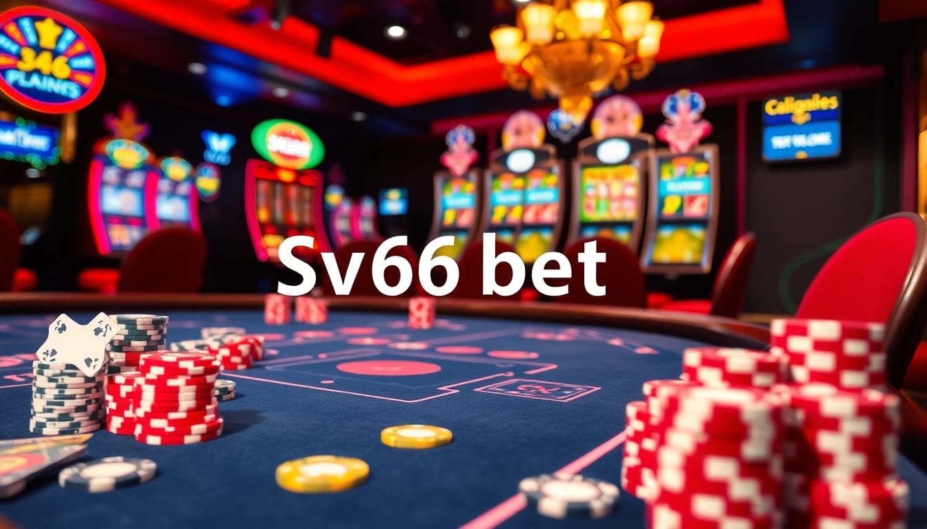 Engaging gamblers with Sv66 bet at a luxurious online casino showcasing vibrant games and betting options.