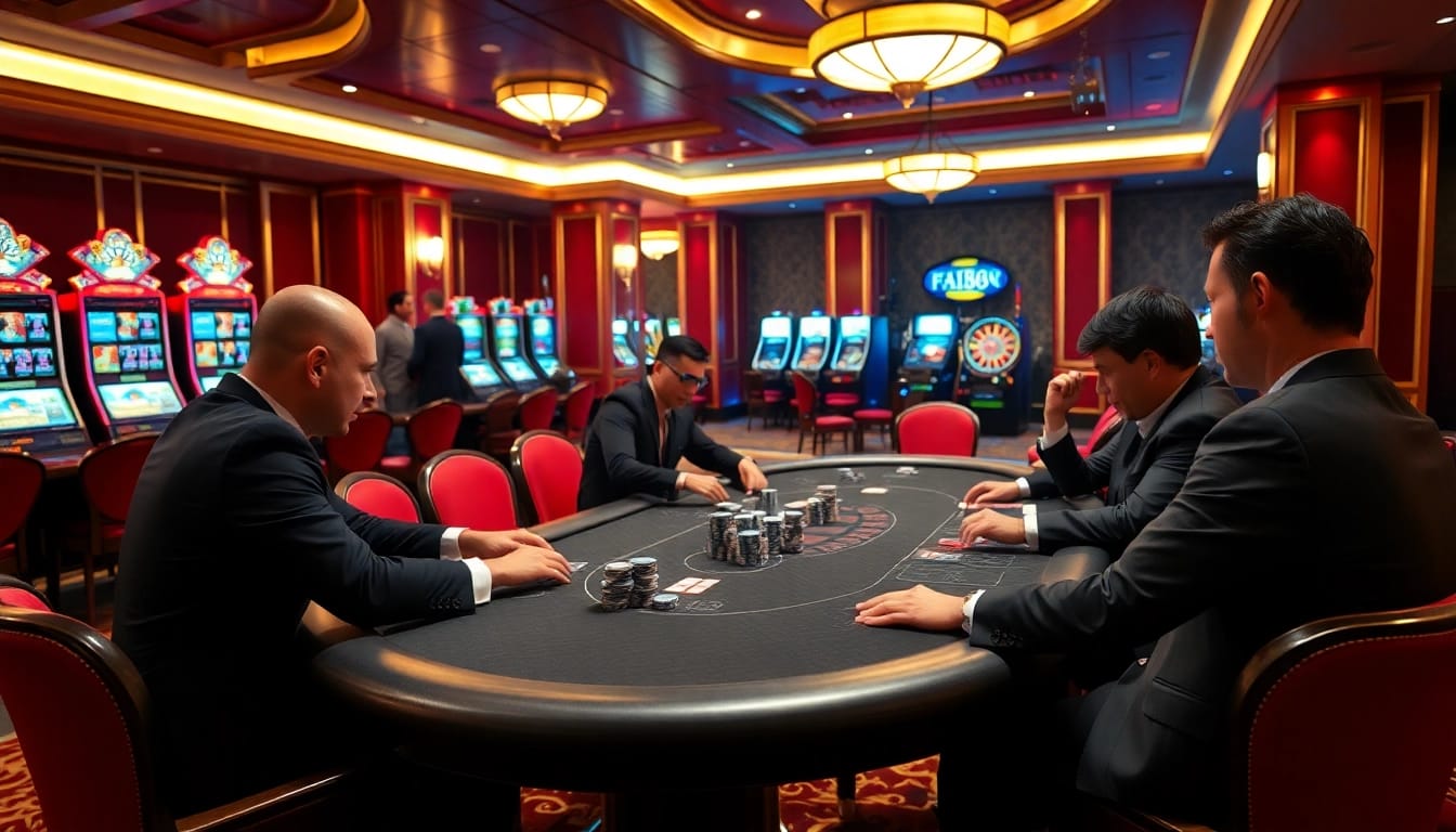 Playing poker at an elegant F168 casino, showcasing chips and high-stakes action.