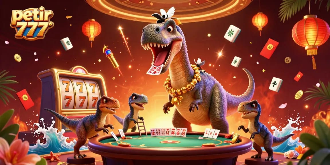 Experience the excitement of petir 777 slots with 3D characters and vibrant casino elements.