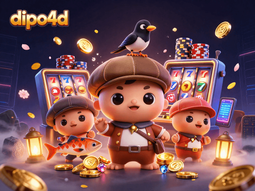 Dive into the action with dipo4d's exciting slot features showcased in a vibrant 3D illustration.