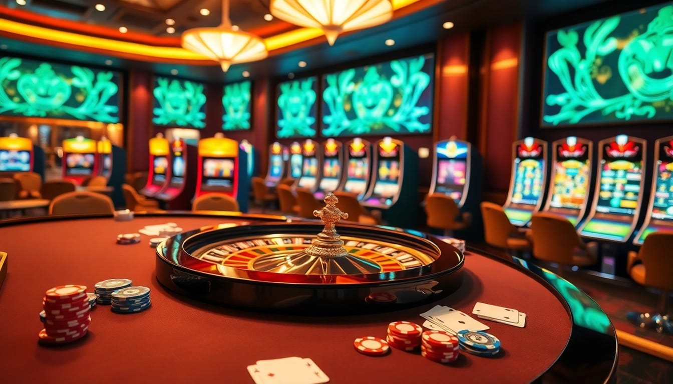sv388 thrilling casino experience with professional poker and roulette gaming setup