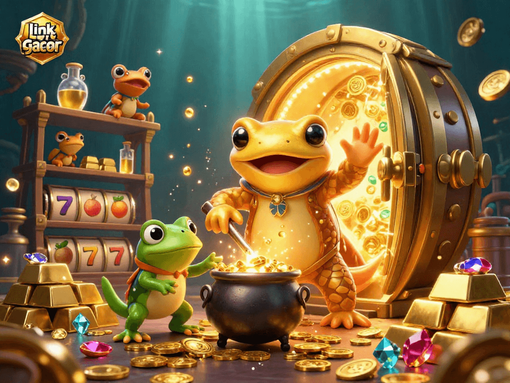 Experience the thrill of link slot gacor surrounded by enchanting gambling elements and dynamic 3D characters.