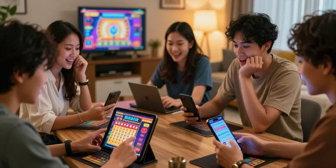 Pengguna menikmati pengalaman bermain togel online di ratutogel dengan antusiasme tinggi di ruang tamu yang nyaman.