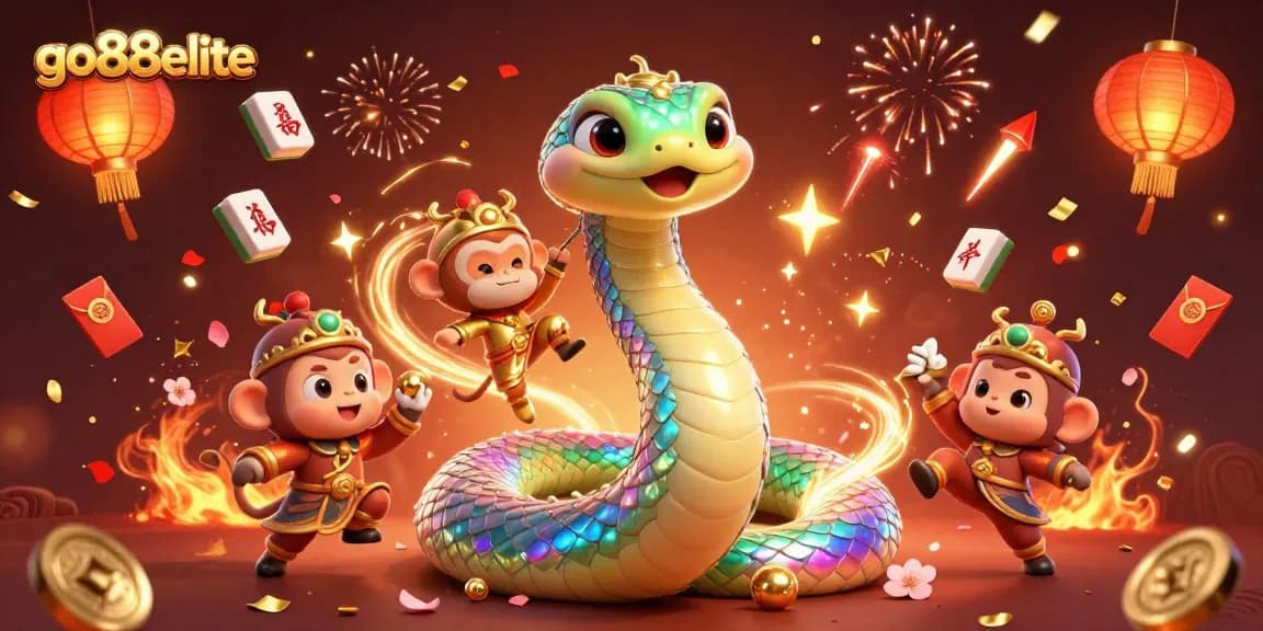 Experience the thrill of gaming at go88elite with vibrant characters and festive elements in a dynamic casino scene.
