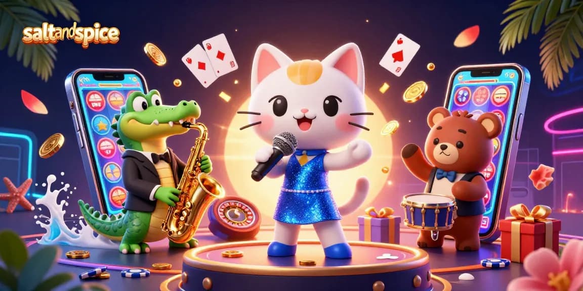 Spin to win big with saltandspice in this vibrant online casino illustration.