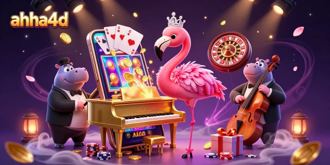 Join the excitement at ahha4d with vibrant casino characters and dynamic gaming elements in a colorful illustration.