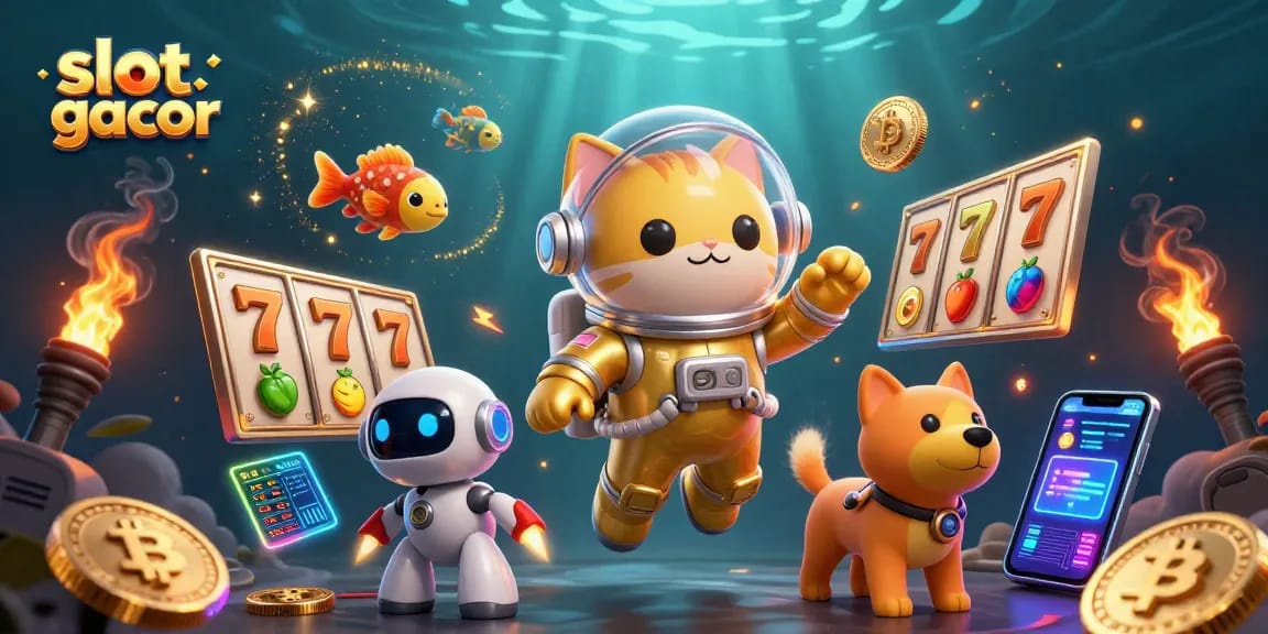 Pemain slot gacor menikmati pengalaman bermain dengan slot 3D menarik dan simbol jackpot.
