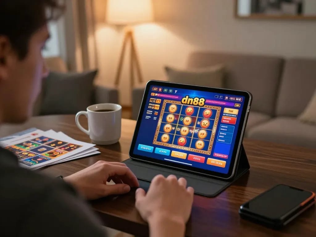Engage in thrilling gameplay at dn88 online casino with vibrant slot graphics and cozy atmosphere
