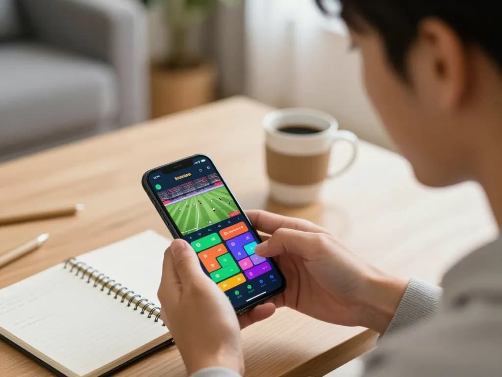 Engaging in sports betting on https://ta88at.com/ using a smartphone, showcasing vibrant betting interface