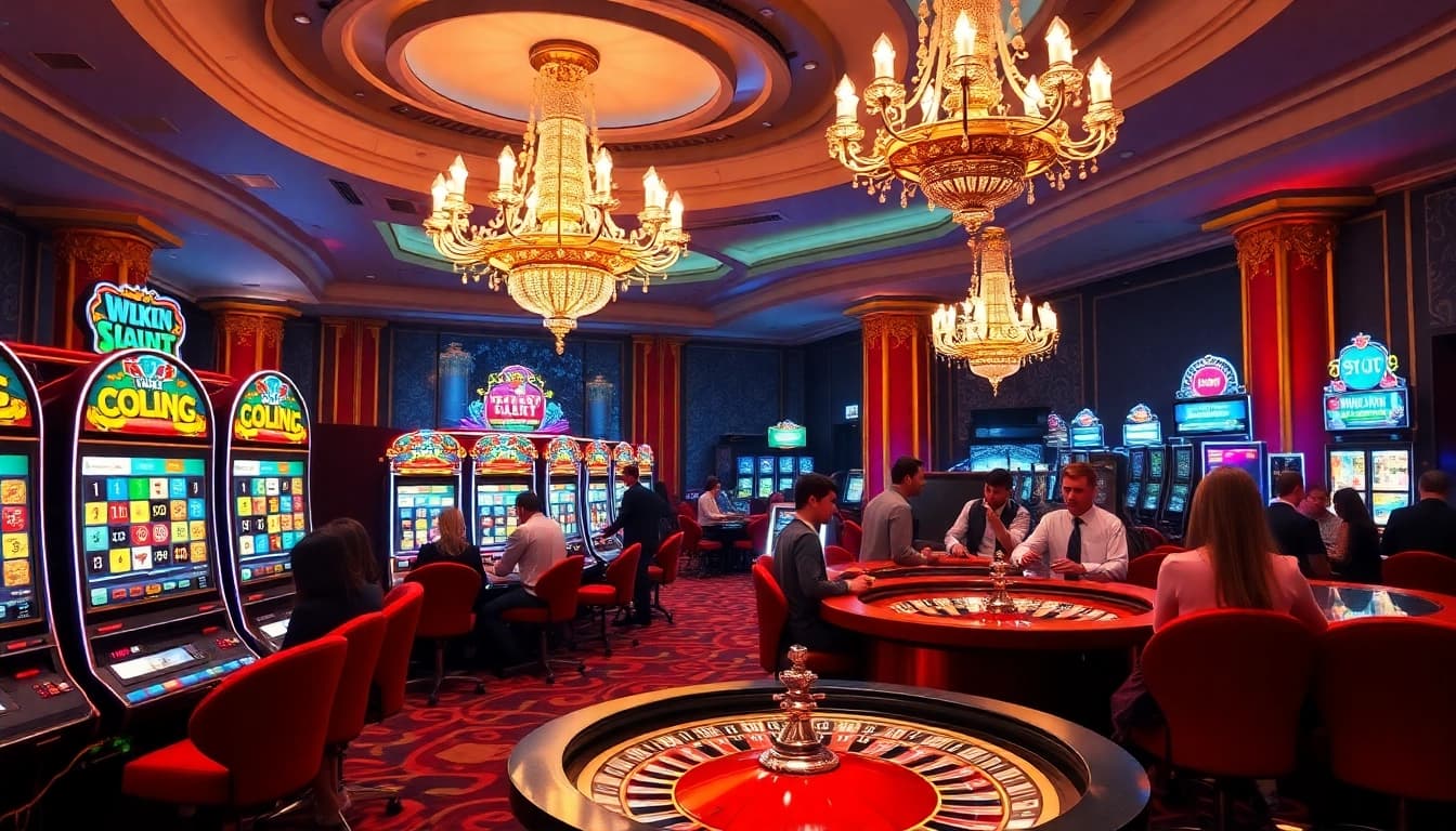 Engaging gamblers at a vibrant casino with link alternatif slot and colorful slots.