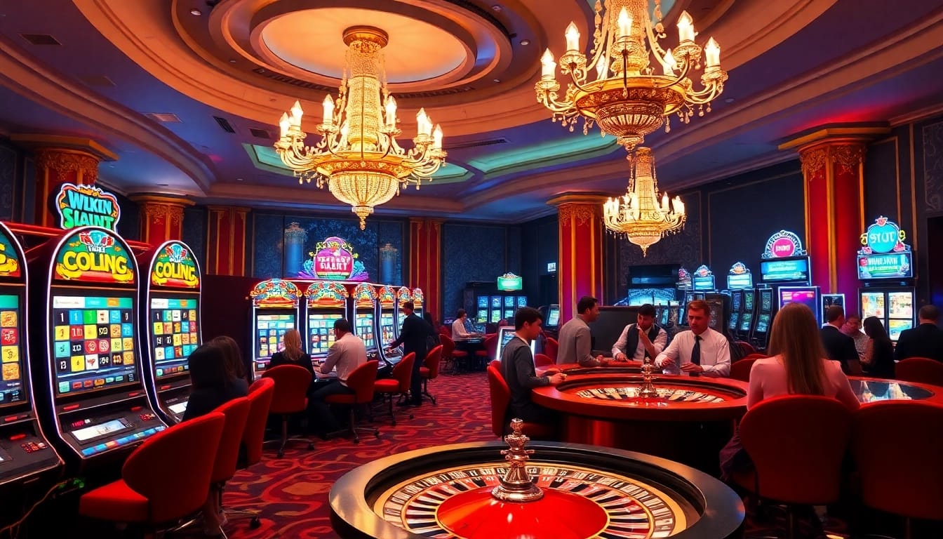 Engaging gamblers at a vibrant casino with link alternatif slot and colorful slots.