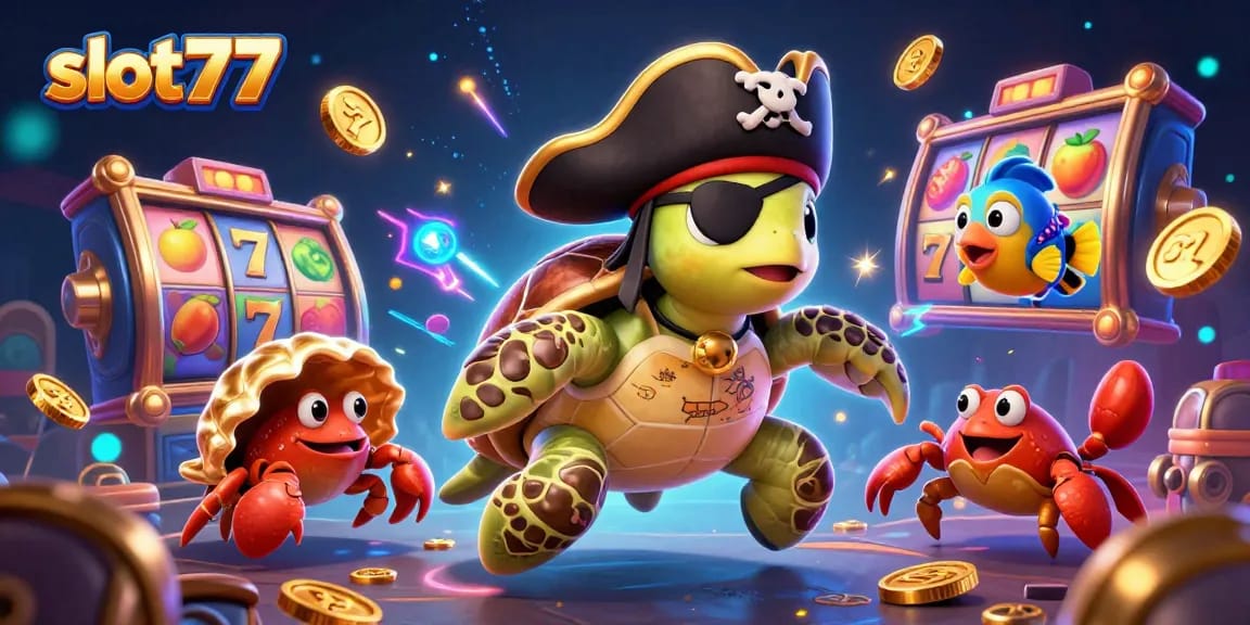 Slot77 menang besar dengan slot reels dan karakter kasino yang menghibur.