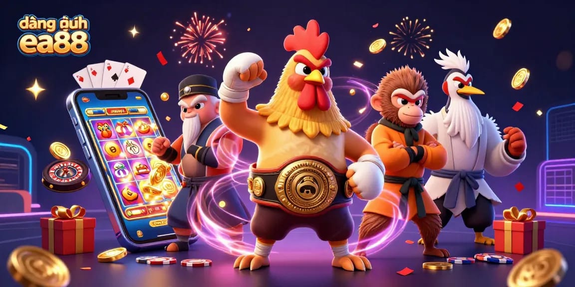 Engage in gameplay excitement with đăng nhập ea88 featuring vibrant casino elements and dynamic characters.