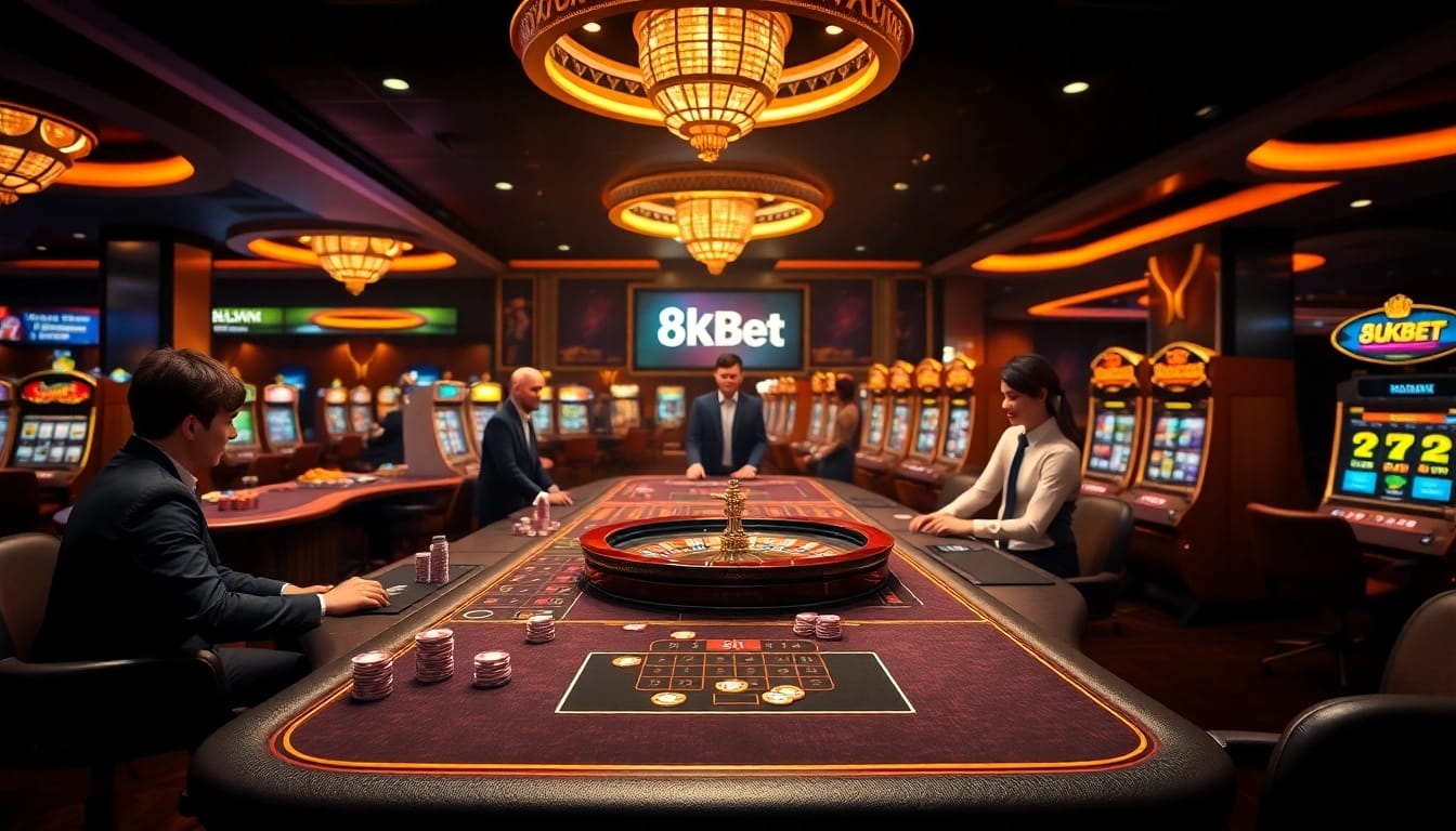 Experience thrilling bets at an elegant 8kbet casino table with vibrant games.