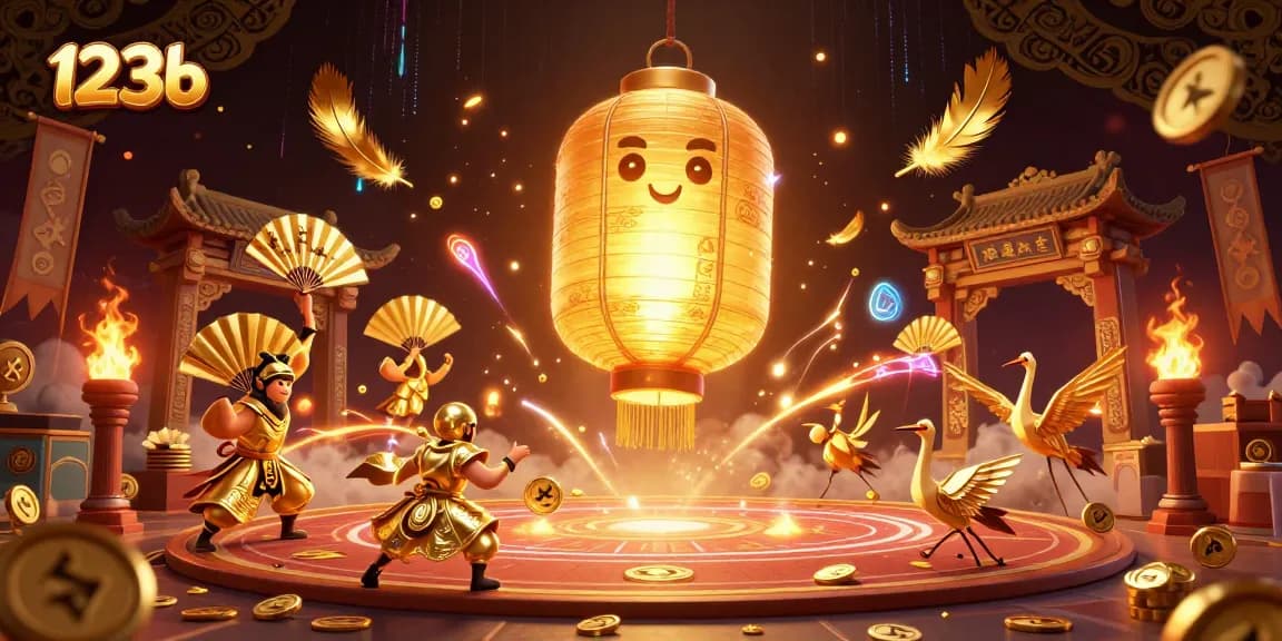Experience thrilling gaming at 123b with lively lantern spirits and exciting casino elements.