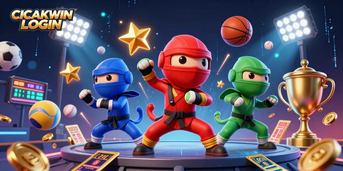 Experience thrilling gameplay with CICAKWIN LOGIN as ninja chameleons battle through a vibrant casino scene.