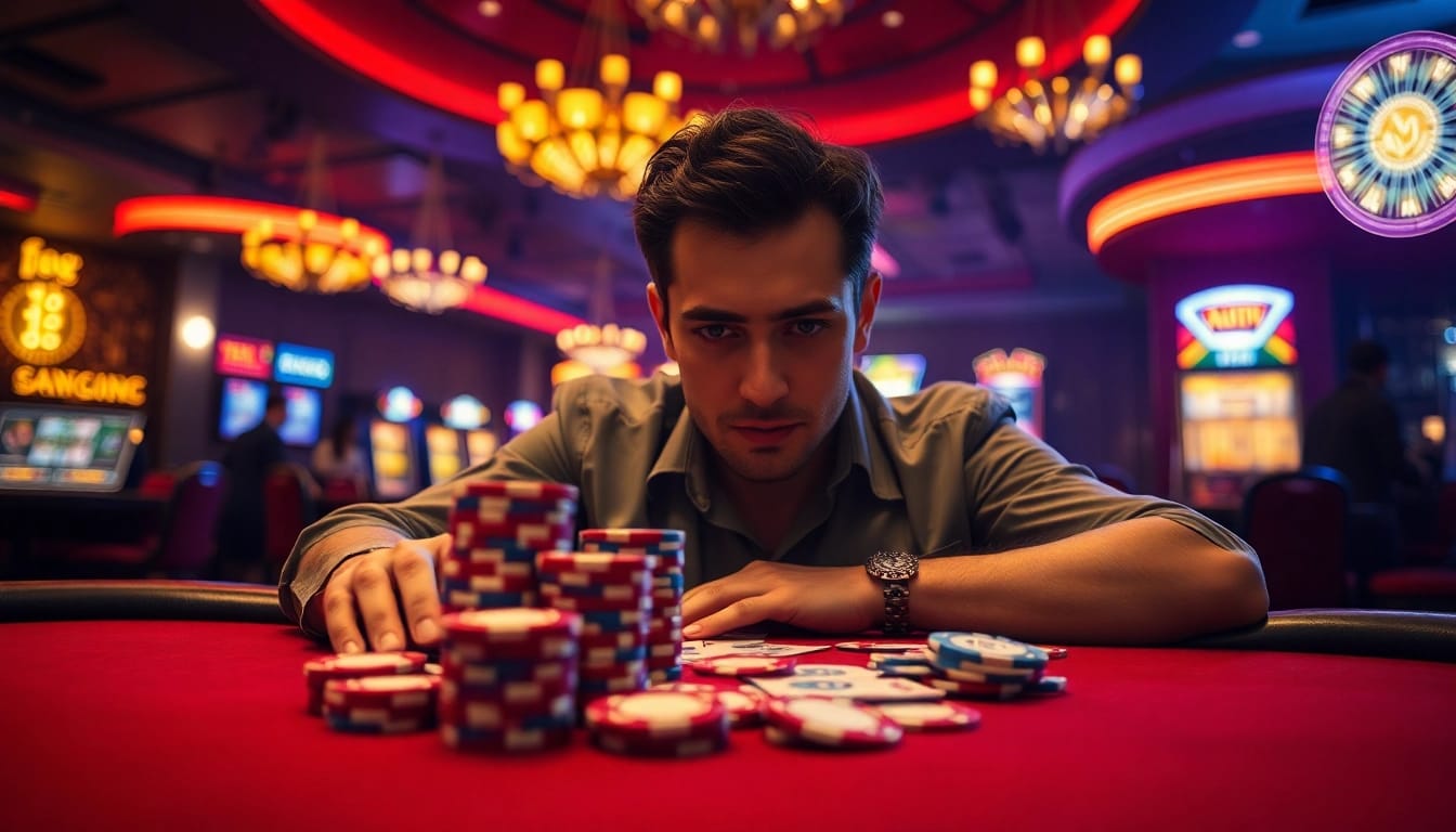 Nemo69 memenangkan chip besar di meja poker penuh warna.