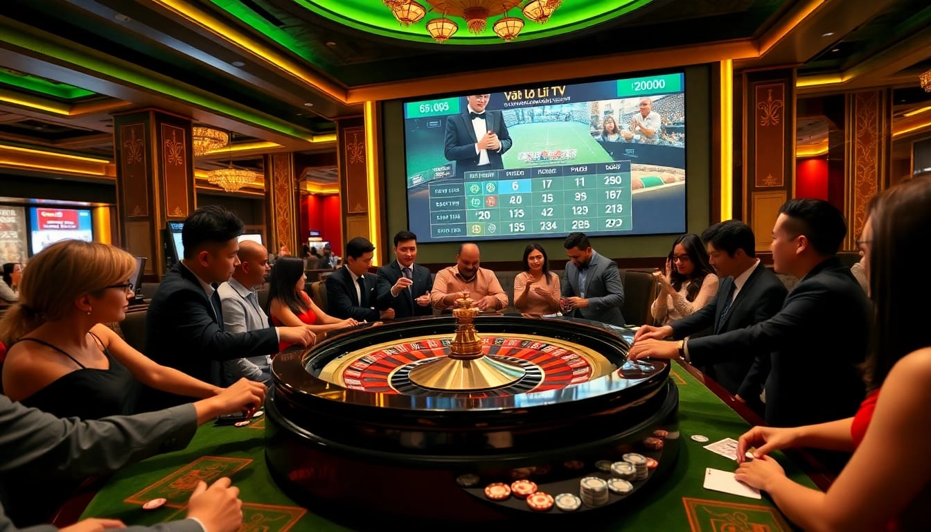 Engaging players strategizing at a roulette table while watching Vào Lưới TV betting highlights.