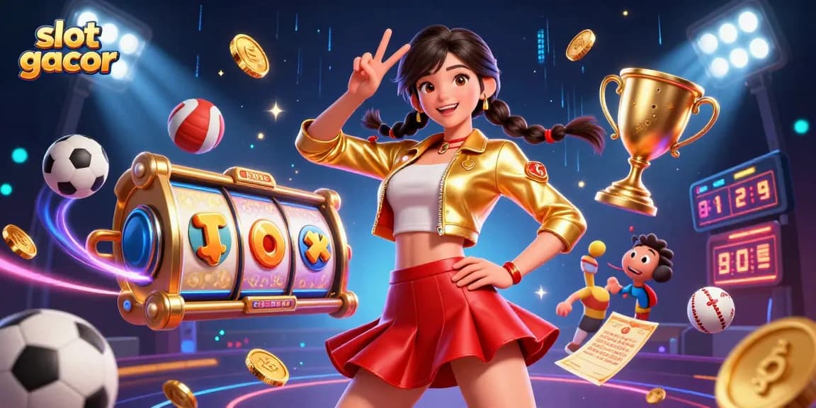 Experience thrilling wins on slot gacor with vibrant characters and dynamic action in this digital illustration.