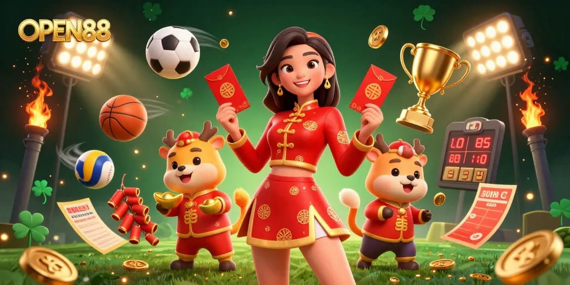Engage in thrilling betting excitement at OPEN88 with festive visuals and dynamic game elements.