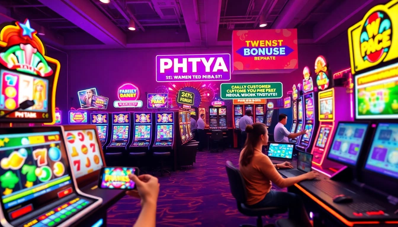 PHTAYA.ac online gaming platform showcasing colorful slots, vibrant interface, and engaging atmosphere