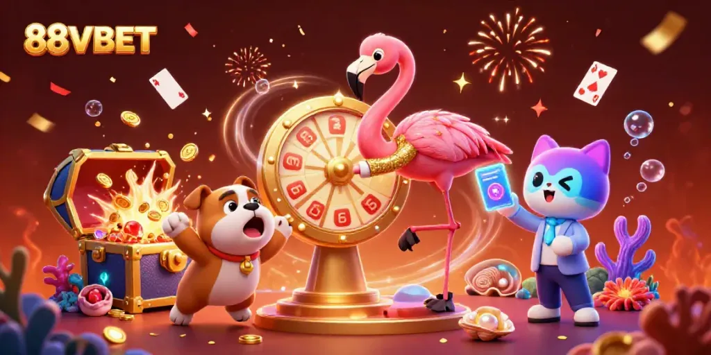 Engage with entertainment, featuring 88VBET's game show elements, colorful confetti, and excitement