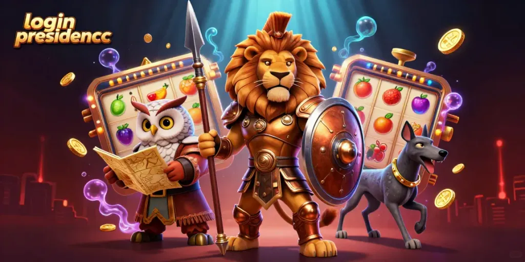 Engage in exciting gameplay with a vibrant 3D scene featuring login presidencc and thrilling slot elements.